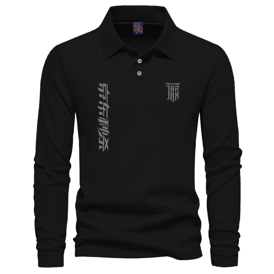 COD Baju T-shirt Kerah Polo Panjang Jpn Tegak Motif Silver kaos Kerah Dewasa Shirt / Kaos Wangki Pria Polo / Kaos Seragam Kaos Distro Kerah Pria katun Pique Formal Unisex