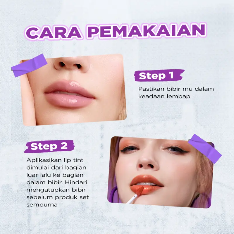 DAZZLE ME Ink-Gloss Lip Tint Watery Ink Gel Lip Tint Long Lasting Tahan 12 Jam Hydrating Glossy Finish 4