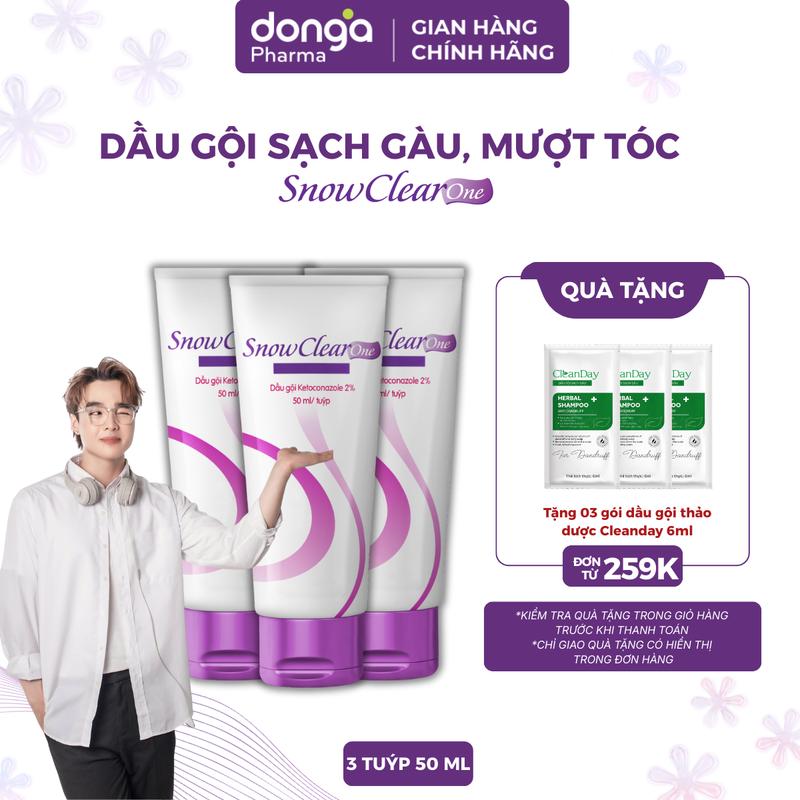  |Tun Phạm x DAP| Combo 3 tuýp dầu gội SnowClear One 50ml chiết xuất dầu dừa hỗ trợ làm sạch gàu nấm hiệu quả 