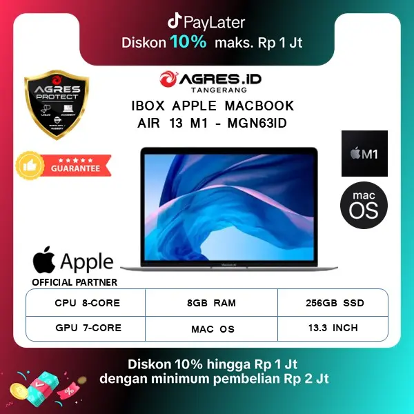 APPLE MACBOOK AIR 13 M1 8C CPU 8GB 256SSD 7C GPU GARANSI RESMI IBOX