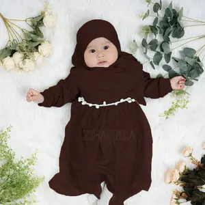 Gamis Bayi Cruwella Tile Dot  0-19 Bulan Dress Cantik Muslim Anak Mewah Variasi Renda Pompom Pesta