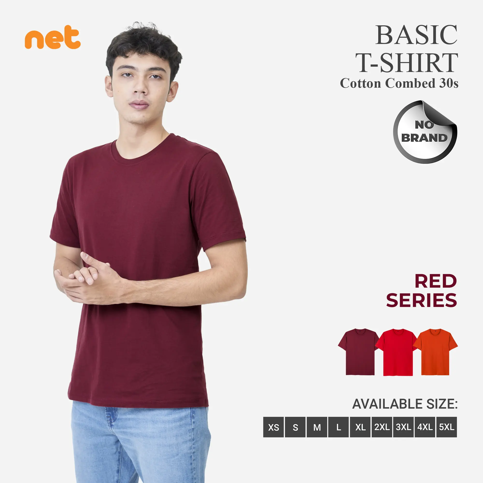 KAOS POLOS COTTON COMBED 30S LENGAN PENDEK ONECK REGULER FIT BASIC T-SHIRT UNISEX RED SERIES