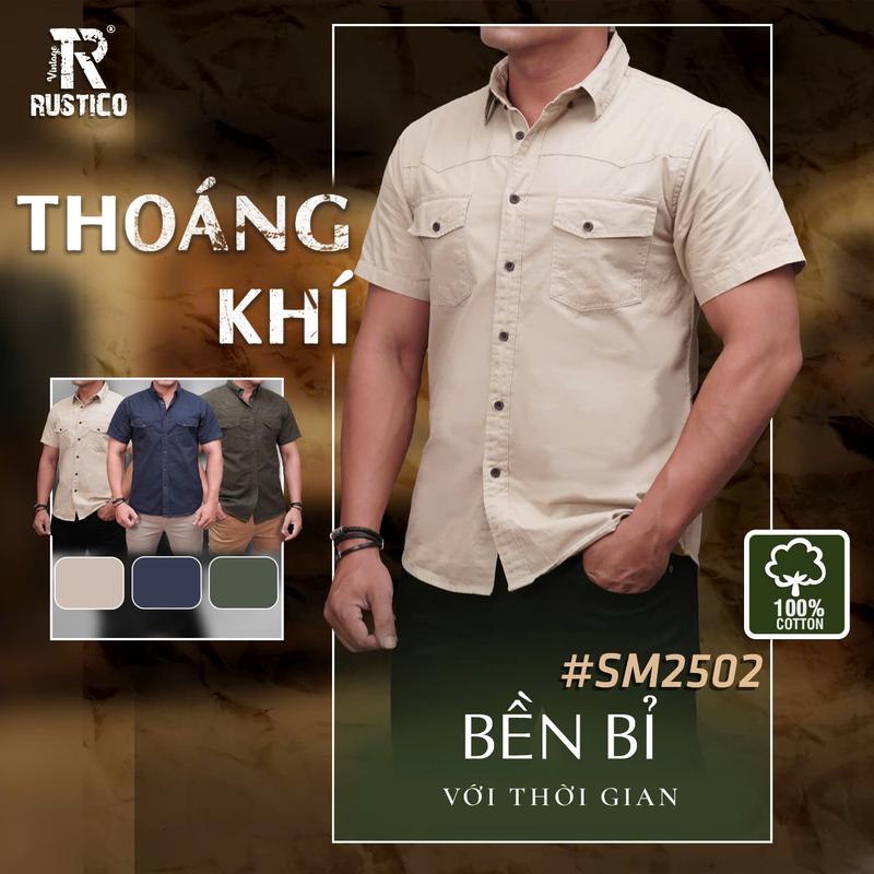 Áo Sơ Mi Nam The Rustico SM2502 - Ngắn Tay Kaki Siêu Mịn Thoáng Mát Thấm Hút Menswear Shirt