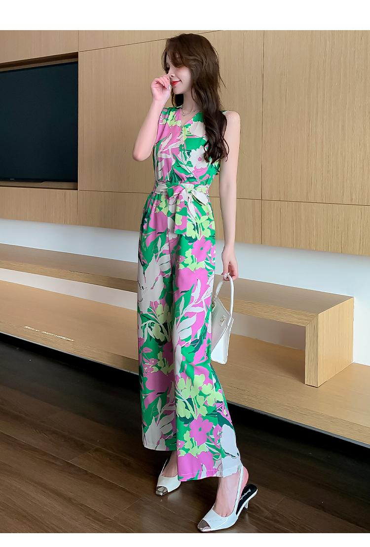 Product Introduction of Áo Voan, Thời Trang Mới Mùa Hè 2025, Cổ Chữ V Thanh Lịch, Phong Cách Cổ Điển Hàn Quốc, Không Tay, Cạp Cao, Chân Rộng, Bộ Áo Jumpsuit Quần, Quần Áo Nữ Hợp Xu hướng Kem Voi set a 14