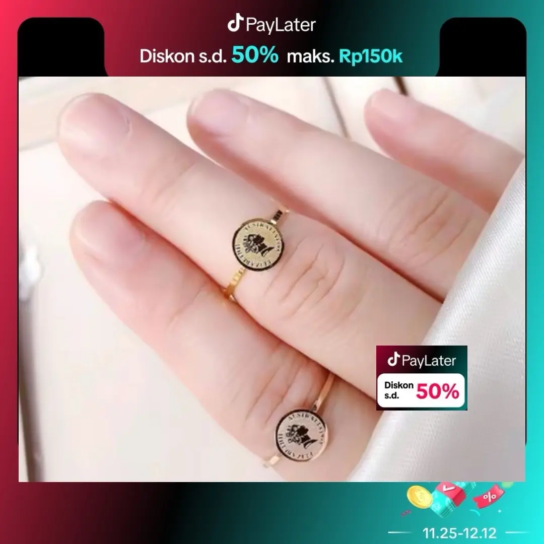 Clue Xuping - Aksesoris Cincin Koin Stainless Wanita Aesthetic N06092206 Gold Perhiasan Jewellery  Rings