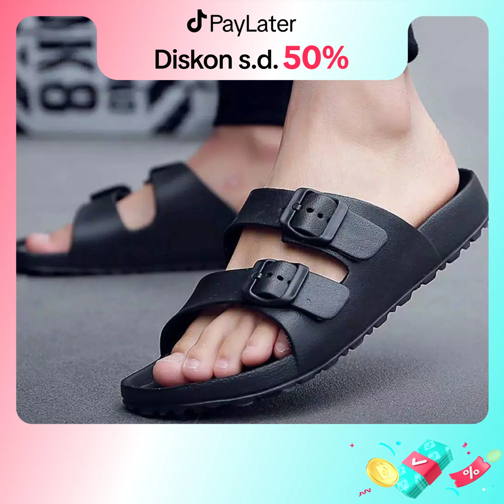 Sandal Tali Pria Sandal Selop Laki-laki Sendal Strap Cowok Kasual