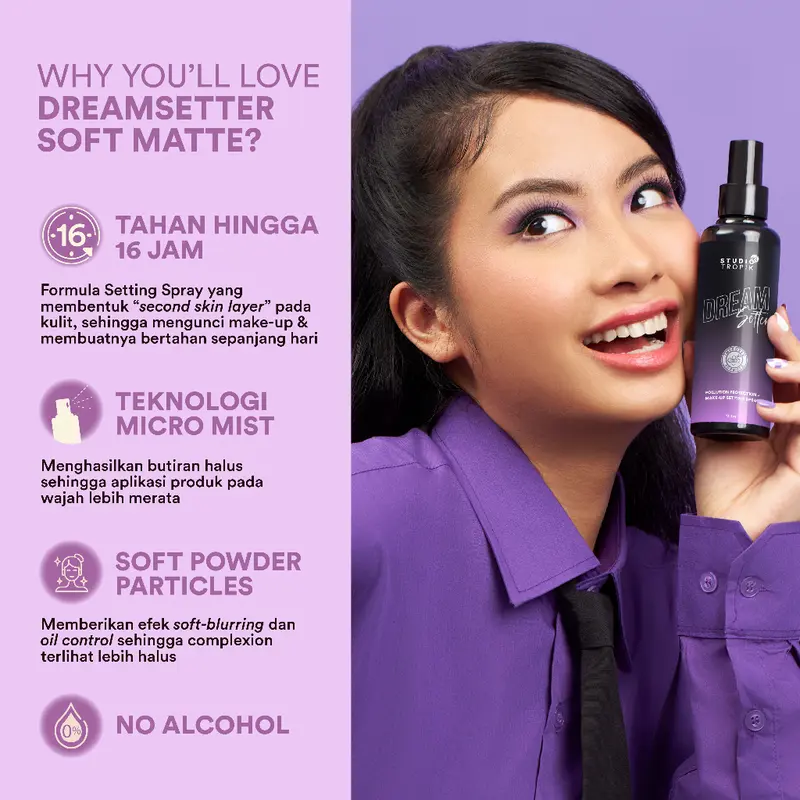 Studio Tropik Setting Spray Dream Setter Glowy Satin Matte Finish | Make Up Finishing Spray 2
