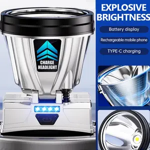 Anbolt COD Lampu depan luar ruangan, senter ultra-terang, masa pakai baterai sangat lama, pencahayaan jarak ultra-jauh, tahan air, tiga mode dapat disesuaikan Bohlam Kotak Peralatan Putih Saklar Usb senter  terang senter   untuk mancing lampu senter