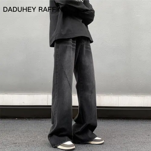 Quần Dài Jean Khâu, DADUHEY RAFFINE, Thương Hiệu Hợp Xu Hướng Cổ Điển Phong Cách Mỹ Mới Của Nam Giới, Nhuộm Gradient, Quần Rộng Và Thẳng, Thường Ngày Và Đơn Giản, Cho Nam 3