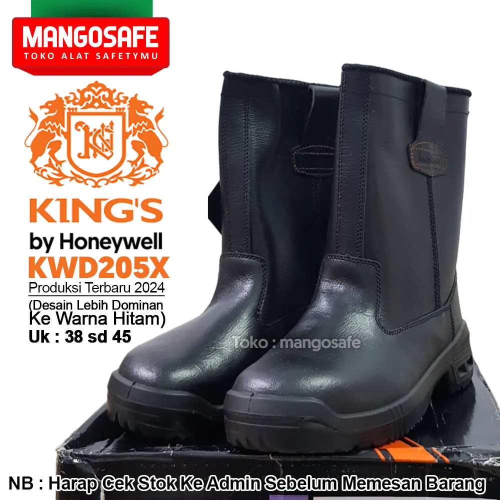 Safety Shoes KINGS KWD 205X / Sepatu Boots Tinggi Proyek Slip On KWD205X / Kings By Honeywell KWD 205 X Sepatu Kerja Tapak PU Hitam