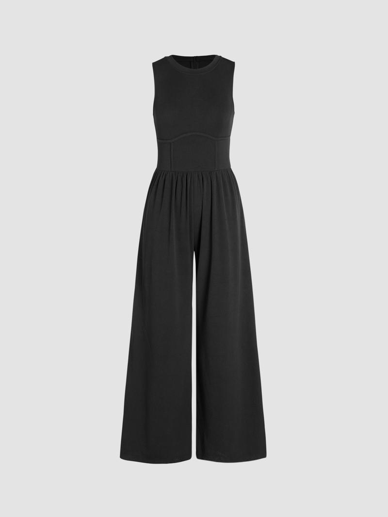 Product Introduction of [4 colours, UK size 6-28] Solid Sleeveless Wide Leg Jumpsuit 1