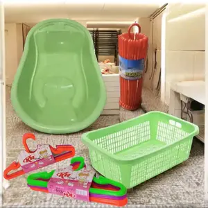 COD Paket Hemat Perlengkapan Bayi New Born POLDING - Bak Mandi, Keranjang Baju, , Gantungan Putar, Gantungan Baju Kecil