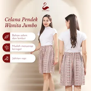 Celana Pendek Rayon Wanita Jumbo Adem Jahitan Rapi Nyaman Dipakai All Size Pinggang 60–120Cm