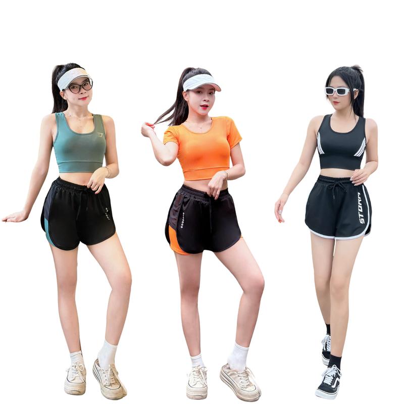Bộ Đồ Tập Gym Aerobic Chạy Bộ Nữ Dáng Đùi 2 Lớp Cạp Chun Có Quần Bảo Hộ Áo Kèm Sẵn Mút Chất Thun Lạnh Co Giãn Cao Cấp NG04/Ng05/Ng13 Chạy Bộ Sport Tập Yoga Thể Dục Tập Thể Dục
