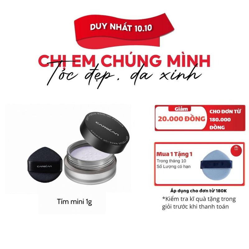 Phấn phủ CARSLAN kiềm dầu, chống nước lâu trôi 1g, màu tím nhạt, Minisize Cosmetic Trang Điểm carslan phấnphủ