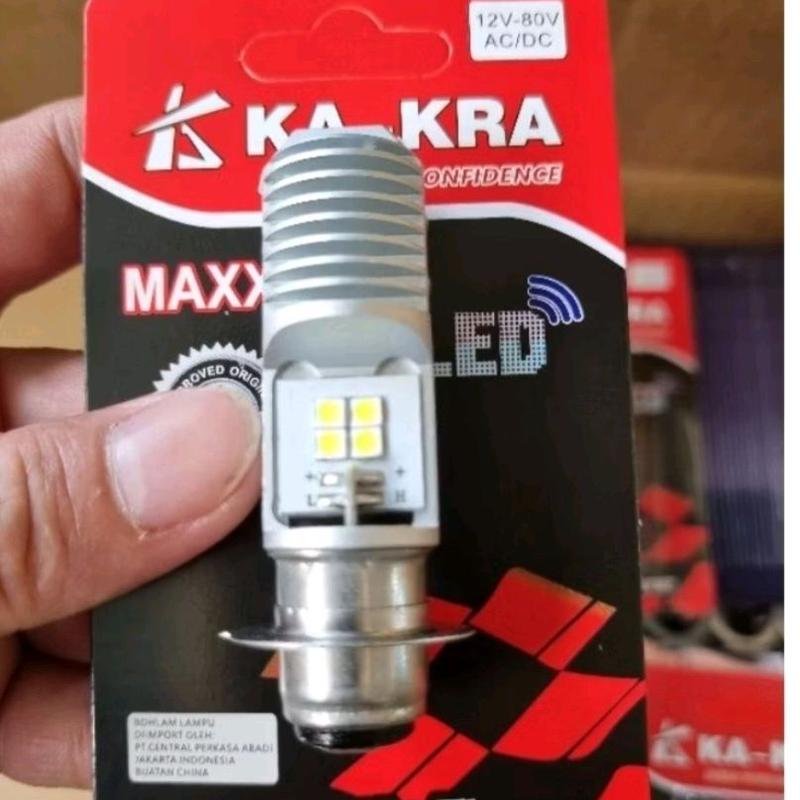 lampu utama bohlam LED depan 2 sisi 12v H6 AC DC bebek semua matic asli kakra 0