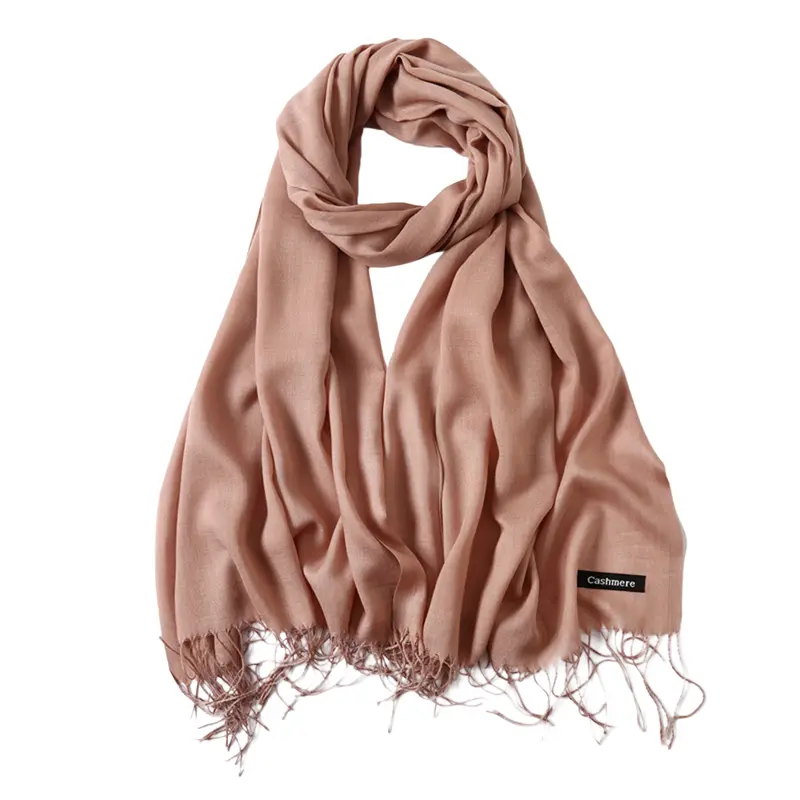 Khăn Quàng Cổ Cashmere Màu Trơn Có Tua Rua Cho Nữ, Khăn Quàng Cổ Dài Và Mỏng Cho Nữ, Khăn Choàng Nữ (Phong Cách Mỏng), Xuân Thu, Plain 4
