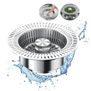 1/2Pcs Kitchen Sink Drain Strainer Press Stopper Anti-clogging Quick Drainage Sink Drain Filter Catcher Basket Cover 싱크대 여과기
