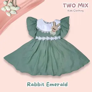 Two Mix - Dress Anak Perempuan - Gaun Anak Cewek Rompi 1-12 Tahun Y895 Katun Pink Purple Lengan Lebaran Ramadhan 2026