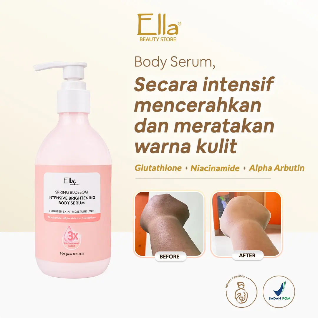 Ella Skincare Spring Blossom Intensive Brightening Body Serum with Niacinamide, Glutathione, Alpha Arbutin - Brighten Skin & Moisture Lock