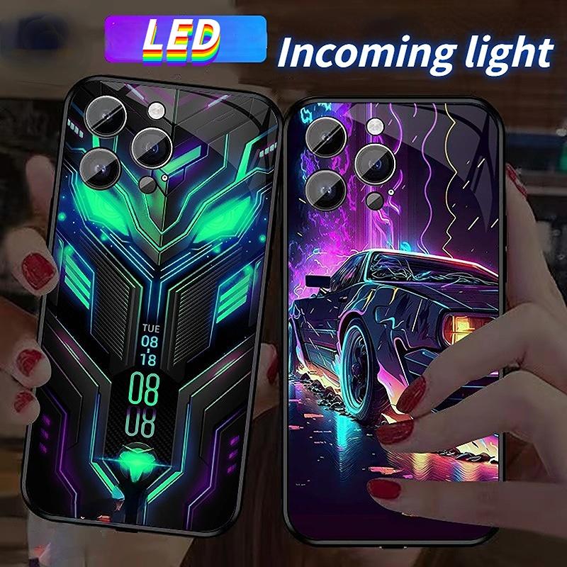 Ốp Điện Thoại Phát Sáng Đèn LED, Thiết Kế Kính Xe Đua Ngầu Tương Thích Với iPhone 14, 15, 15Promax, 15plus, 15pro, 12ProMax, 16promax, 16plus, 16pro, 11pro, Ốp Điện Thoại