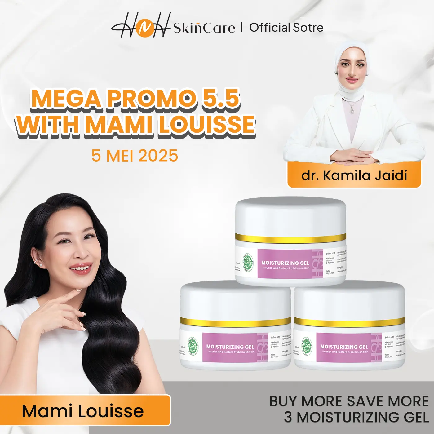 [HNH x LOUISSE SCARLETT] HNH Bundling 3 moisturizing Gel / Pelembab Wajah Untuk Semua Jenis Kulit