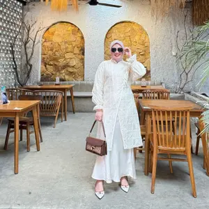 Alluna Long Tunik Raya Series kekinian mewah Berkualiatas Lengan Paper Silk Busui Friendly Limited Edition - Allura.id Baju