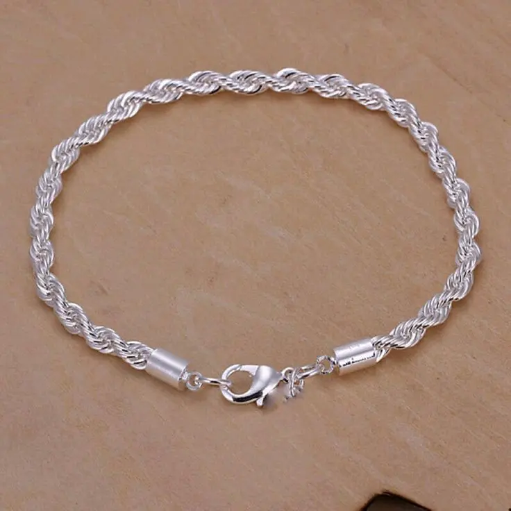 COD Gelang Rantai Tambang Silver Gelang Pria Wanita Titanium Kekinian 1