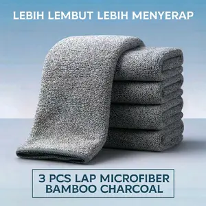 (3x) kain lap dapur microfiber bamboo charcoal sangat lembut