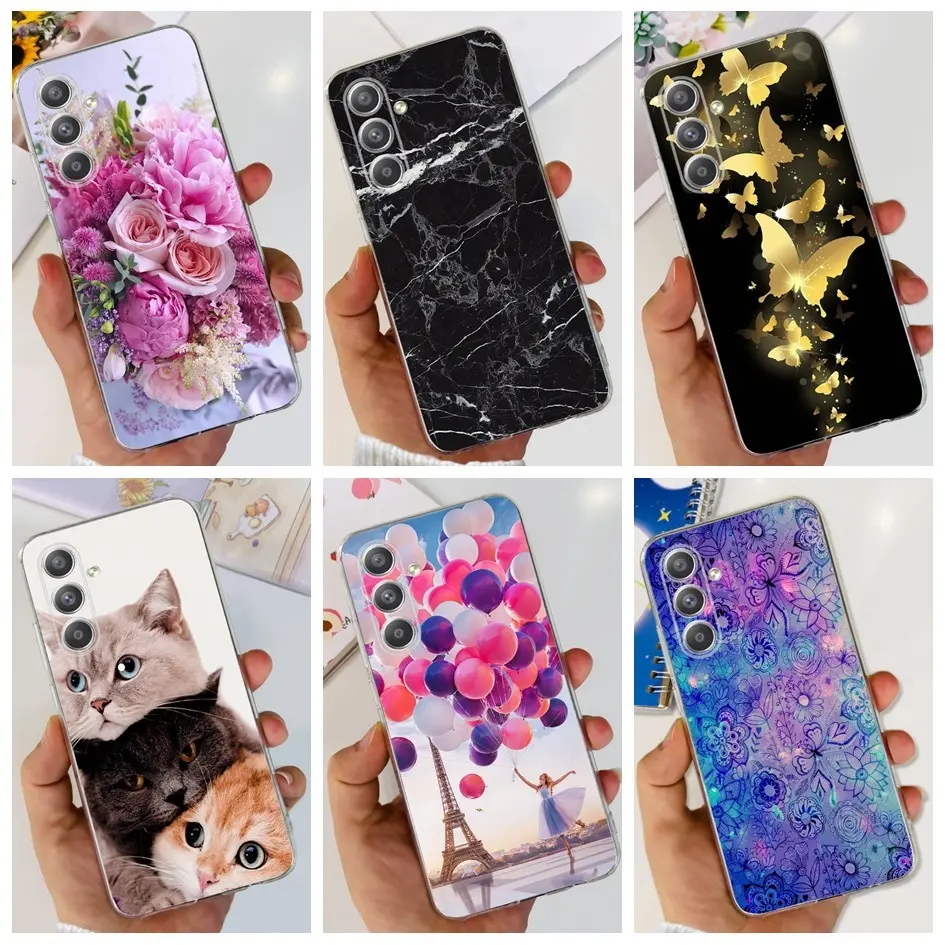 Casing For Samsung Galaxy A15 A35 A55 Phone Case Colorful Flower Butterfly Soft Silicone Back Cover For Samsung A55 5G Case