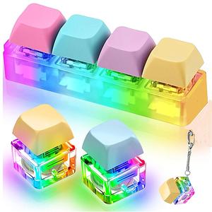 フィンガーチップ玩具 LEDキーボードキーチェーン、EDCフィンガーチップクリッカー、ストレス解消キーチェーン、子供向け楽しいペンダント、クリスマス年始ギフト