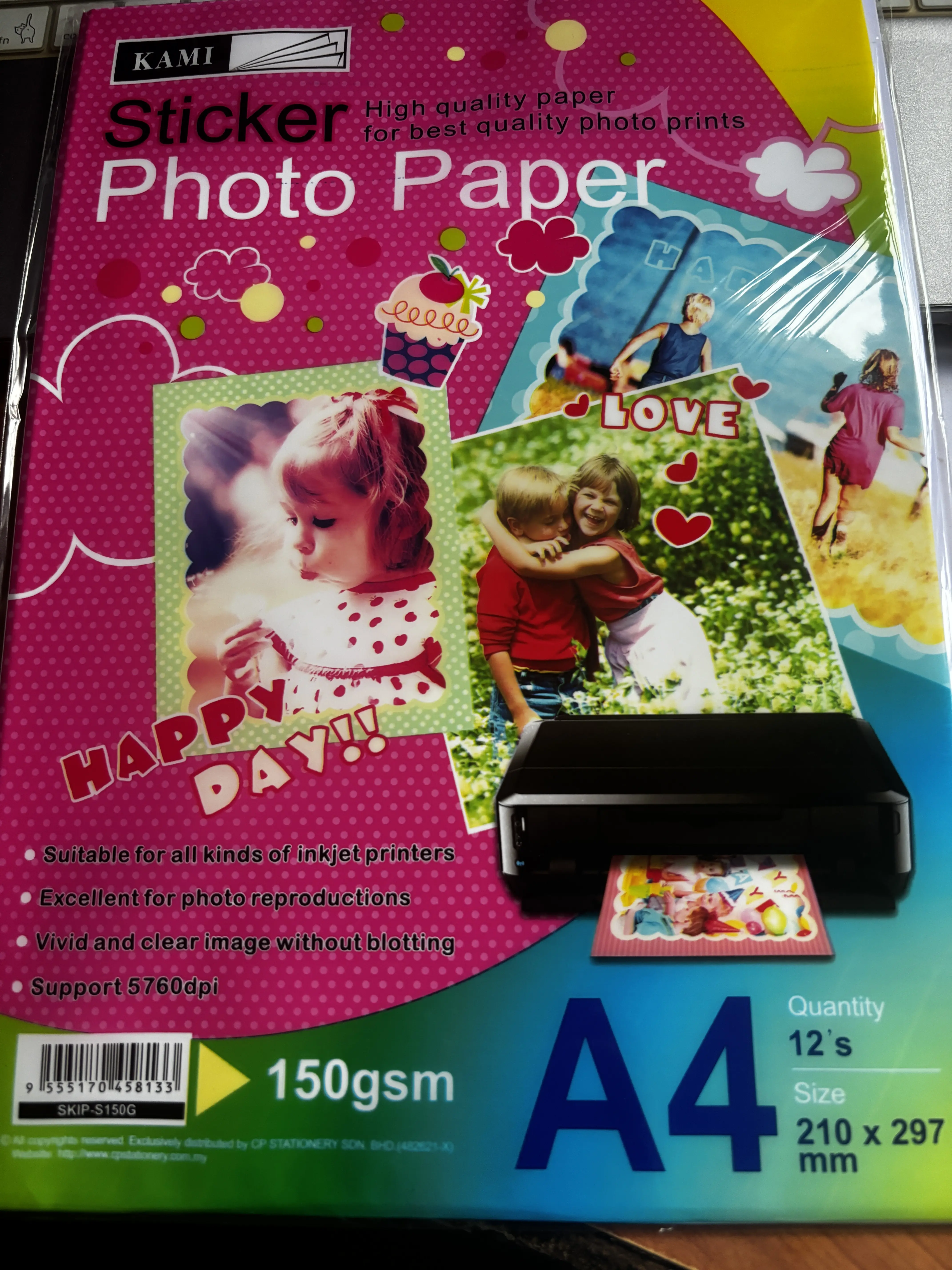 KAMI A4 Glossy Sticker Photo Paper 150gsm/12's