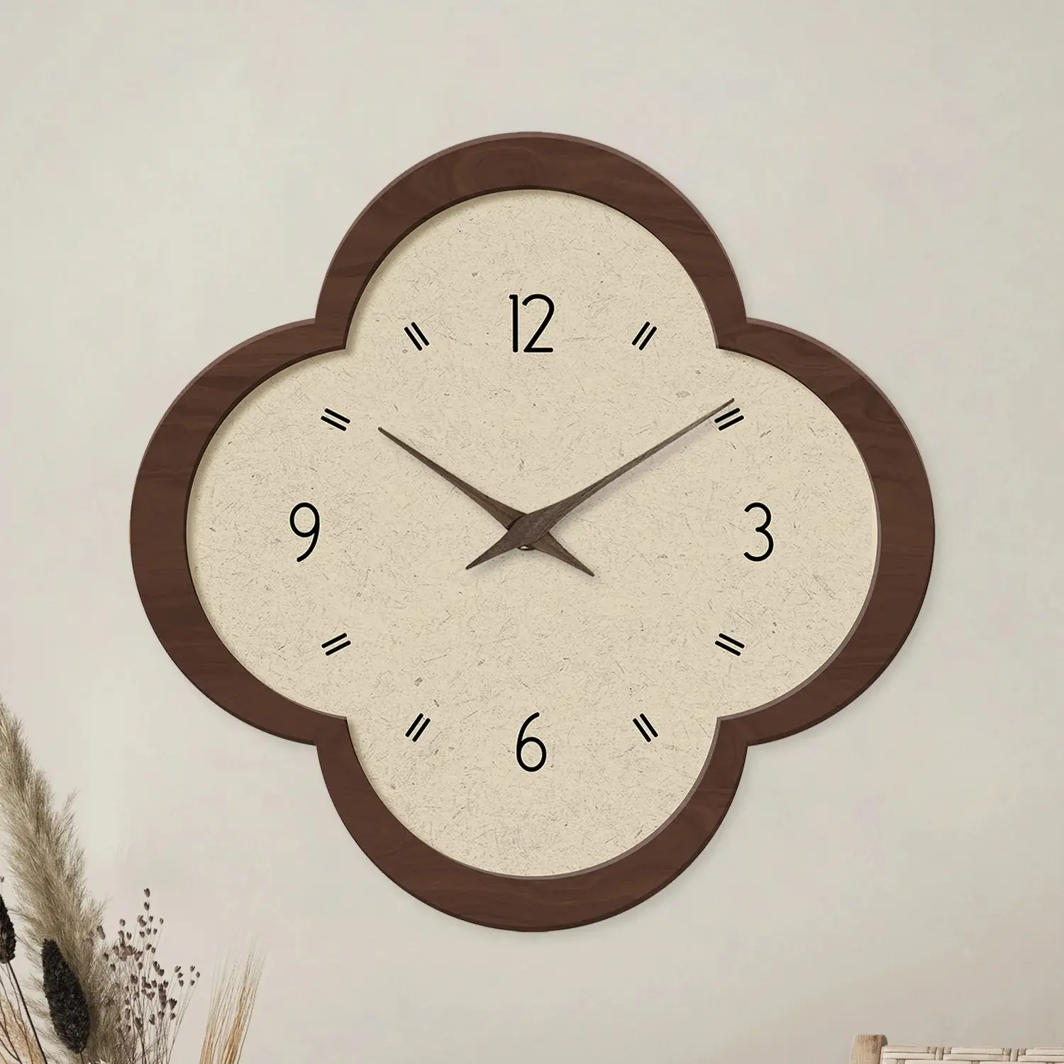 Jam Dinding Ukir Aesthetic Kayu MDF Dekorasi Rumah Ruang Tamu Kamar Tidur ukuran 30x30 Cm dengan mesin jam senyap tidak berisik