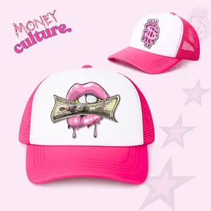 LYONARC Topi Trucker Hat Pink Pria Wanita Topi Anak Skena Jaring Trucker Pink Cowo Cewe - Money Culture Fashion Baseball Outfit Skena Cap Putih Tata topi  biru