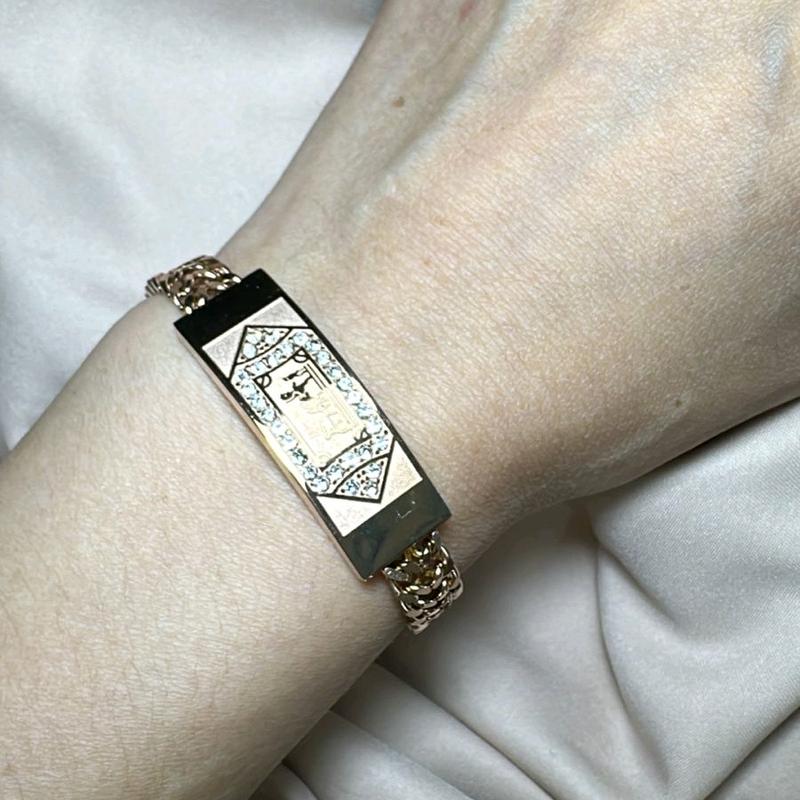 Gelang Rantai Plat Warna Rosegold Aksesoris Fashion 3