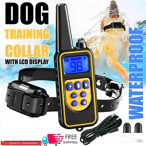 ORI Wodondog Kalung Latih Anjing Stop Anti gonggong Kejutan Listrik dengan LCD Display 700M JXG0031