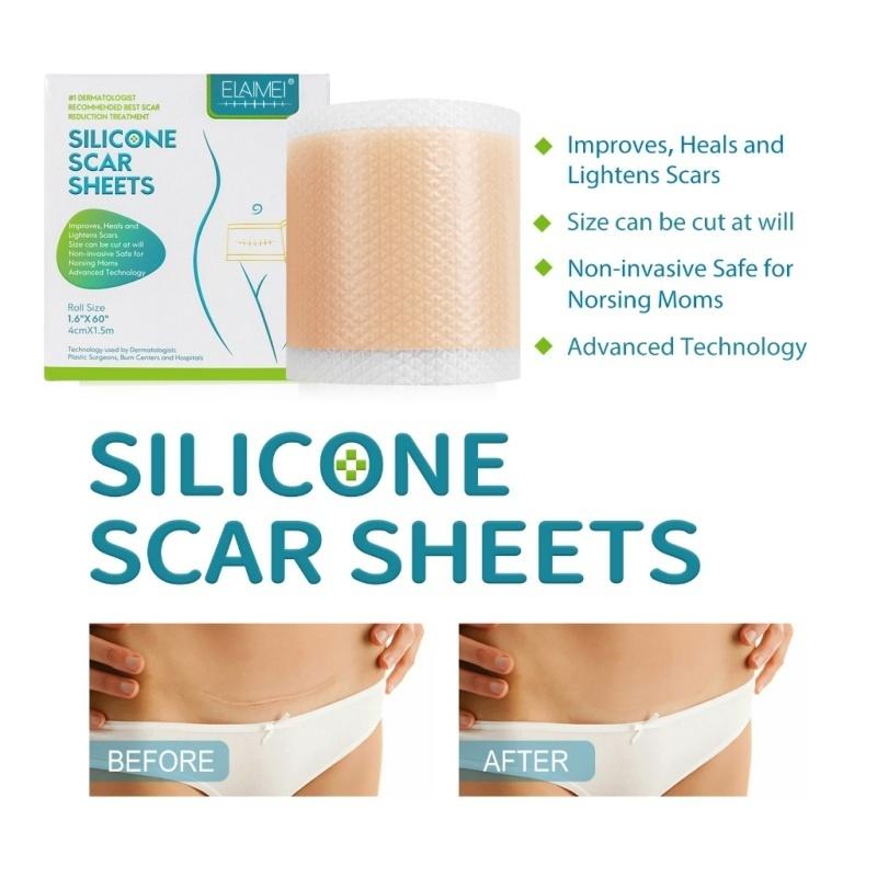 ⭐️ORI⭐️ELAIMEI Silicone Scar Sheets Patch Penghilang Keloid Tambalan Stretch Mark Surgery Scar Removal Silicone Repair Tape 4cm x 1.5m - Ready 2
