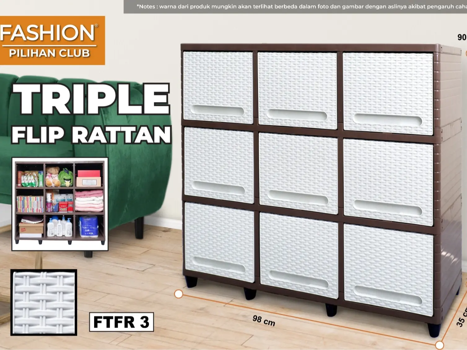 Pilihan CLUB Fashion Triple Susun 2 / 3 - Lemari Pakaian Plastik - Rak TV Plastik Kuat - Kabinet Serbaguna cabinet storage