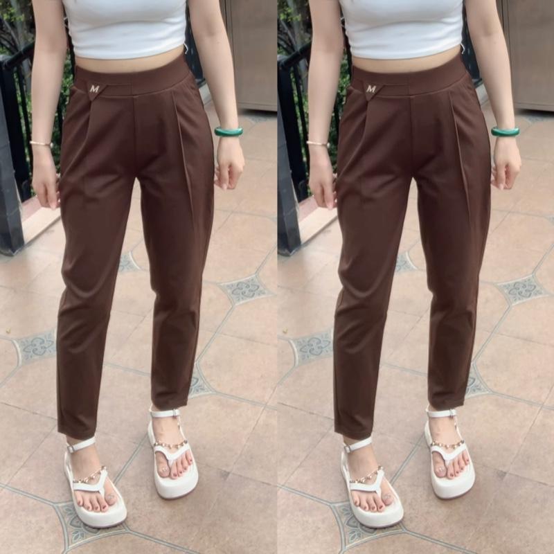 Quần Baggy Nữ, Quần Baggy nữ BIGSIZE, Quần Baggy Logo Chữ M, Quần vải Umi co giãn thời trang công sở