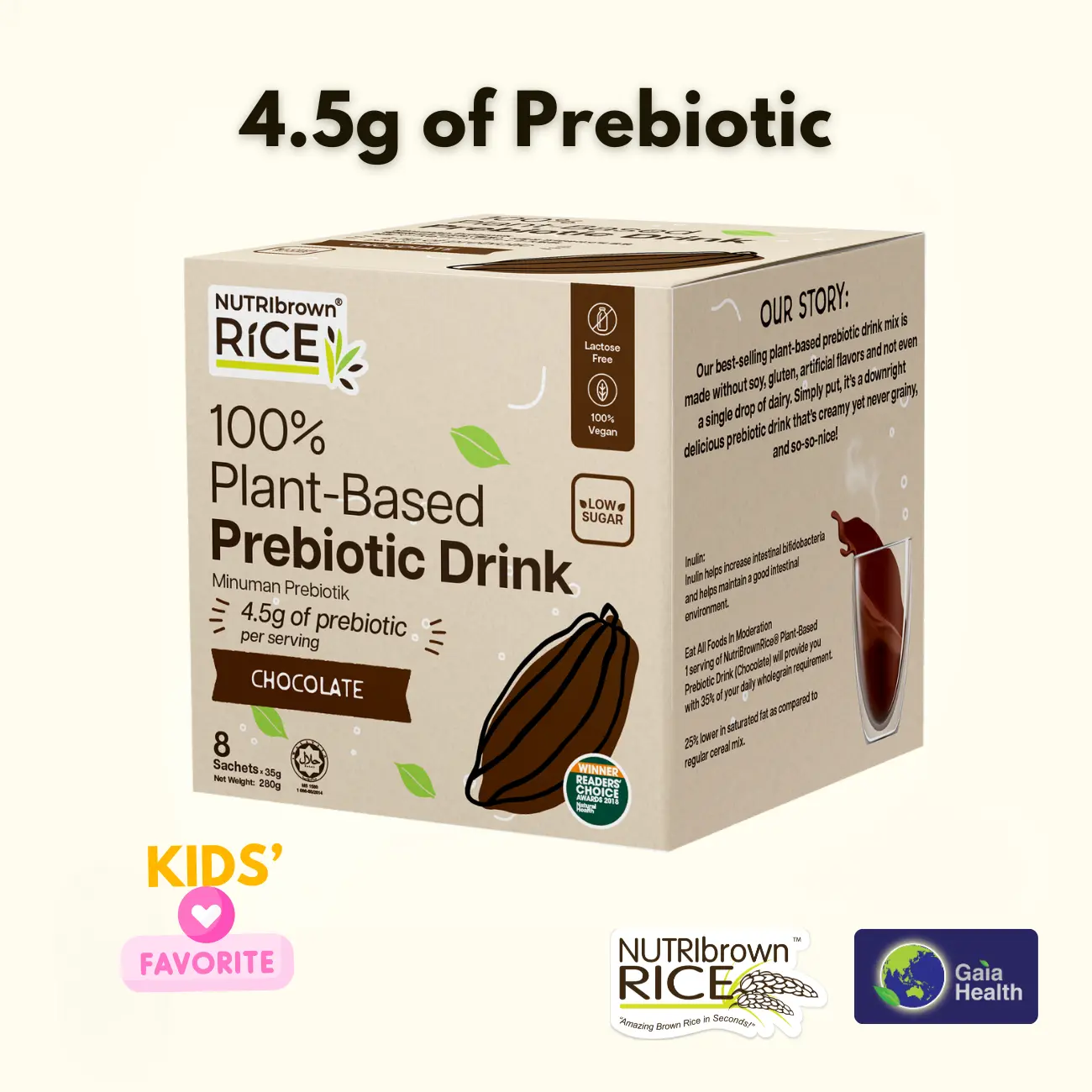 NutriBrownRice - (Chocolate Added with Prebiotic, Low Brown Sugar): Improve your Digestive Health