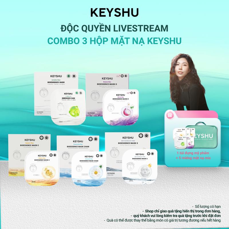[LIVE CHANGSHUGO] Combo 3 Hộp Mặt Nạ KEYSHU 10 Miếng 30ML Mặt Nạ Sợi Xơ Rau Má, Mặt Nạ Hành Tím, Mặt Nạ Vitamin C Dưỡng Ẩm, Làm Mềm Da, Hỗ Trợ Ngăn Ngừa Lão Hóa + Quà