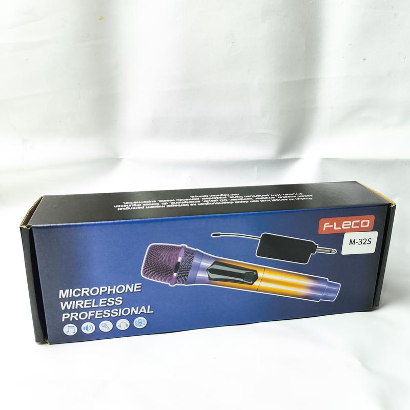 Microphone Professional Wireless Mic Fleco M-32S Single High Quality  Jack Besar 6.5mm dan adapter jack kecil 3.5mm 1