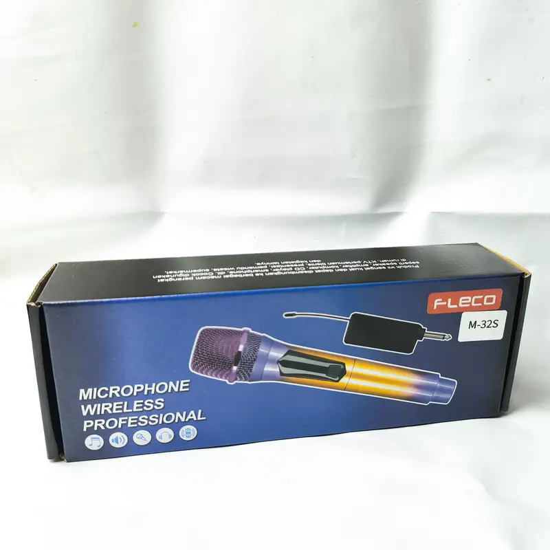 Microphone Professional Wireless Mic Fleco M-32S Single High Quality  Jack Besar 6.5mm dan adapter jack kecil 3.5mm 1