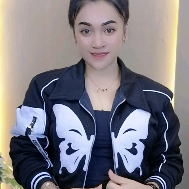Opz Butterfly crop wanita bahan Fleece cotton kupu kupu Bordir 1