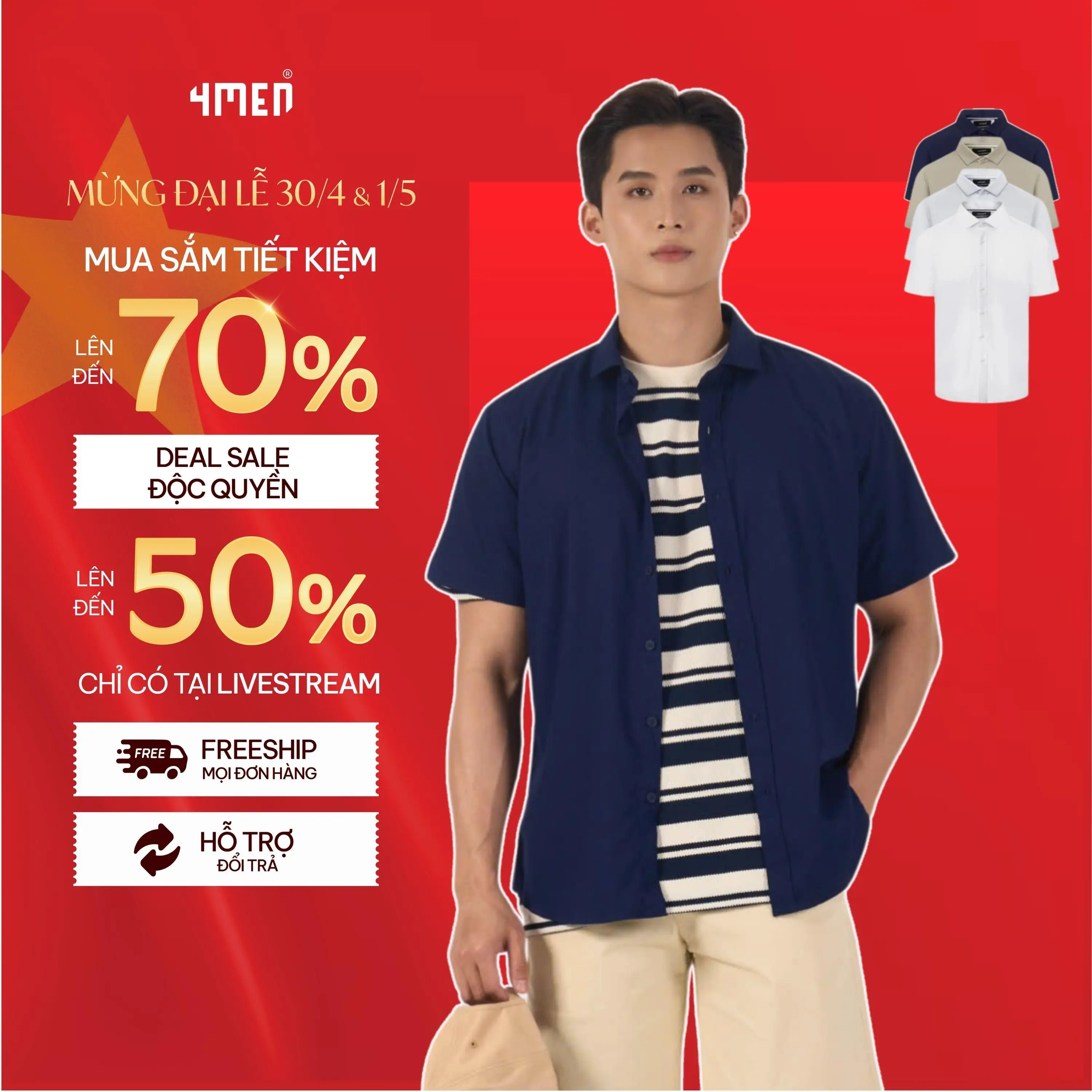 Áo Sơ Mi Nam Tay Ngắn Trơn 4MEN Vải Bamboo Cổ Cutaway Form Slimfit basic, trẻ trung, năng động, nhiều màu SM153 Menswear Shirt