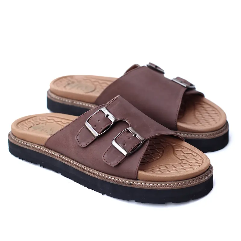 CEVANY - Sandal Kasual Slide Slop Pria Kulit Asli 4