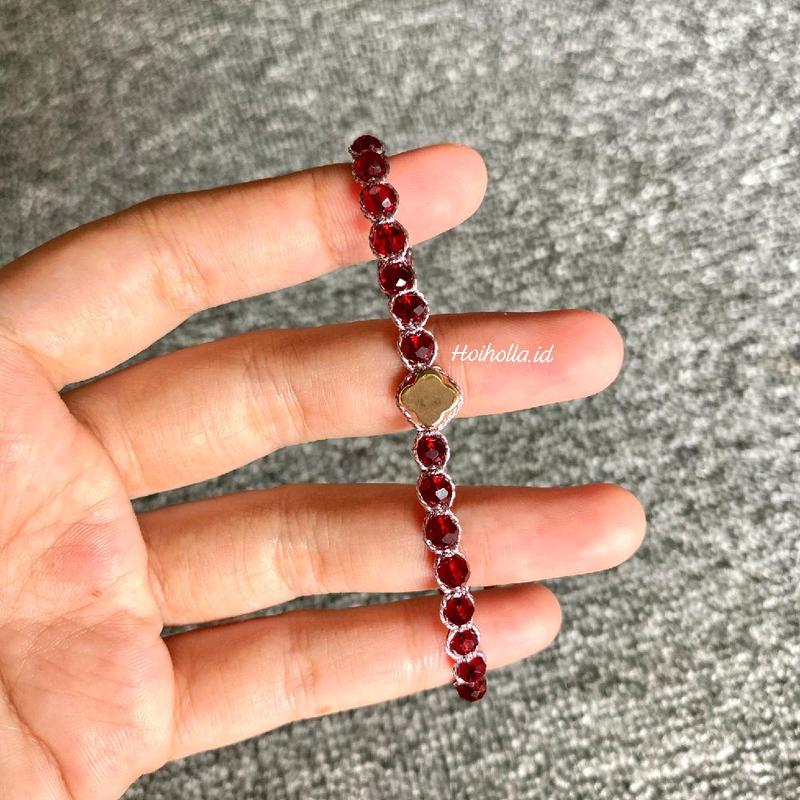 gelang serut Aurora waterproof crystal Beads 4mm - hoiholla bracalet plating 14k gold filled 1