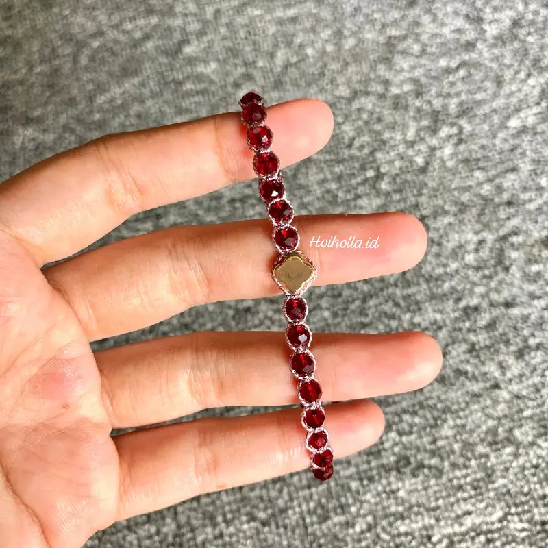 gelang serut Aurora waterproof crystal Beads 4mm - hoiholla bracalet plating 14k gold filled 1