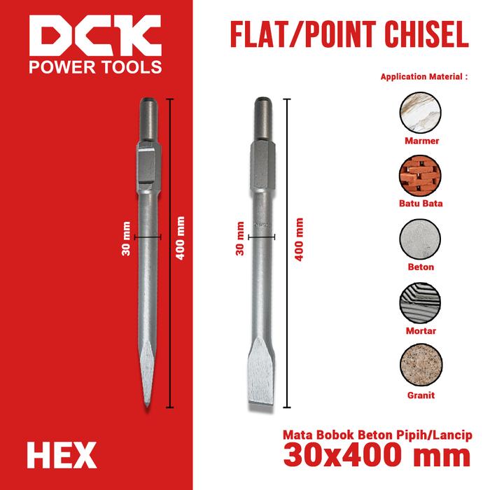Gambar DCK Hex Chisel / Mata Bobok Beton 30 mm dari DCK Power Tools Indonesia Kota Administrasi Jakarta Barat Tokopedia