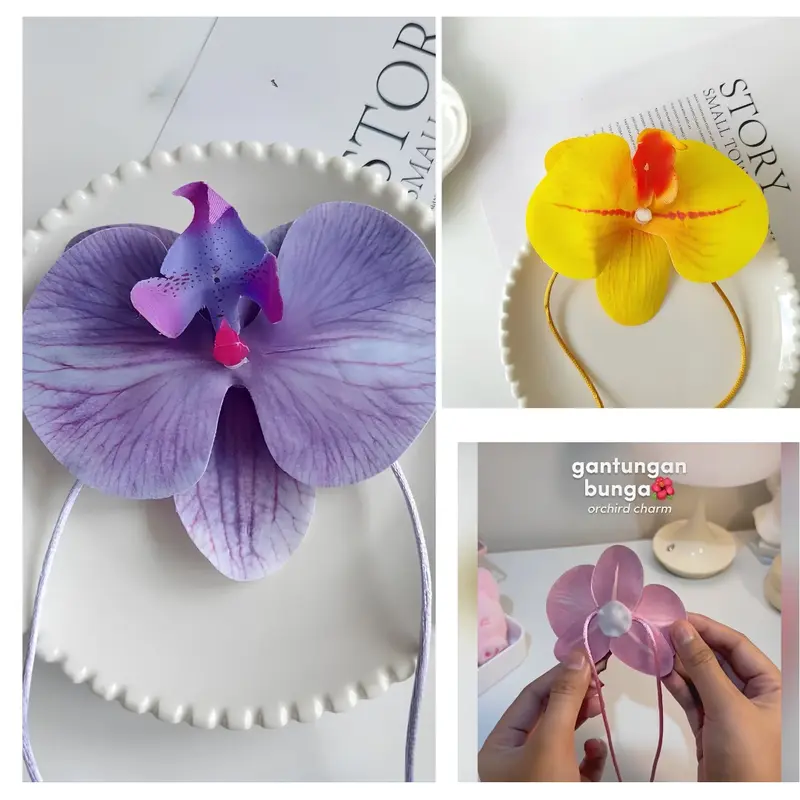 Orchid Bag Charm-Gantungan Tas Bunga Anggrek- Orchid Coker-Orchid Keychain-Gantungan Kunci Bunga Anggrek-Bag Charm Orchid Korea- Kalung Orchid 5